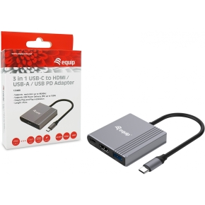 Equip Dock USB-C->HDMI.USB-A.100WPD 25cm gr