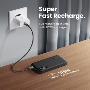 10000mAh Two-way Fast Charging Powerbank Black
