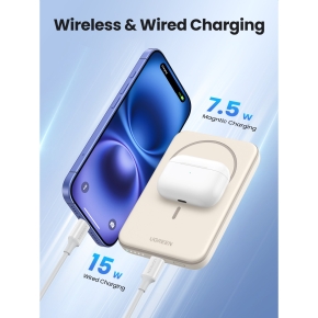 5000mAh Mini Powerbank Wireless 15W with MagSafe white