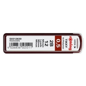 ROTRING Feinmine Dose Feinminen 12 Stück 0.5 2B