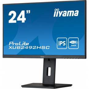 61cm/24 (1920x1080) Iiyama XUB2492HSC-B5 16:9 4ms IPS HDMI DisplayPort USB VESA Pivot Speaker FullHD Black