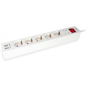 Equip Steckdosenleiste 5-fach Schuko 1.5m Kabel.2xUSB.Schutz