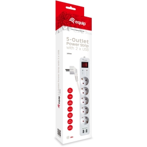 Equip Steckdosenleiste 5-fach Schuko 1.5m Kabel.2xUSB.Schutz