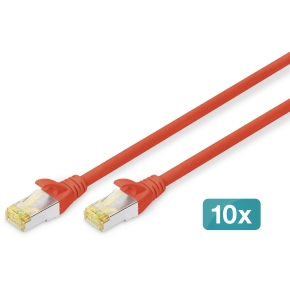 DIGITUS CAT 6A S/FTP Patchkabel. 10 Stück. 2m. rot