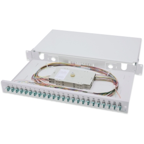 DIGITUS LWL Spleißbox 1HE bestückt 24x LC DX OM3 grau