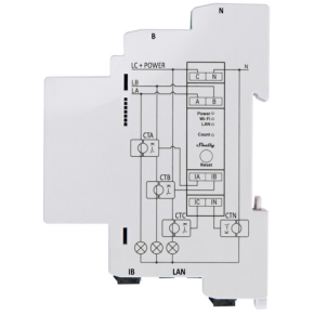 Shelly Relais Pro 3EM 120A WLAN LAN Stromzähler Inkl. 3x 120A Klemmen Messfunktion BT DIN-Rail