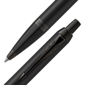PARKER Kugelschreiber IM Achromatic Rings Black PVD M Blau Geschenkbox