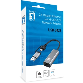 Adapter USB-C + USB-A -> RJ45 10/100/1000/2500 gr
