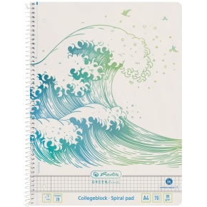 Herlitz Spiralblock A4 70 Bl. liniert 28 GREENline Welle