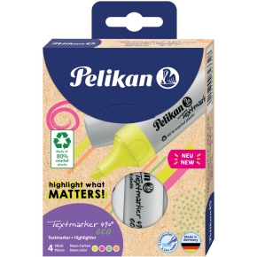 Pelikan Textmarker 490 eco Set aus 4 Neon-Farben im Etui