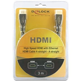 DELOCK Kabel HDMI A-A 1.4 ger/ger. Premium 3m