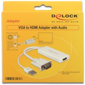 DELOCK Adapter VGA + Audio zu HDMI mit Kabel