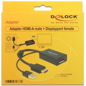 DELOCK Adapterkabel HDMI-A Stecker > Displayport 1.2 Buchse schwarz