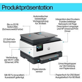 T HP OfficeJet Pro 9120b Tinte-Multifunktionsdrucker 4in1 A4 LAN WLAN ADF Duplex