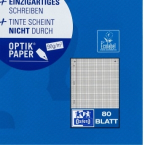 Oxford Collegeblock A5+ 80 Blatt kariert Rand Links
