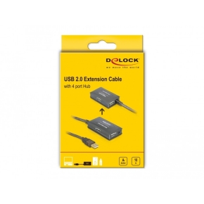 DELOCK Kabel USB 2.0 Verlaengerung+Hub aktiv 10m