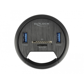 DELOCK 2 Port Tisch-Hub 2x SuperSpeed USB Typ-A und Card Reader fur SD und Micro