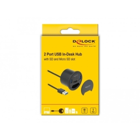 DELOCK 2 Port Tisch-Hub 2x SuperSpeed USB Typ-A und Card Reader fur SD und Micro