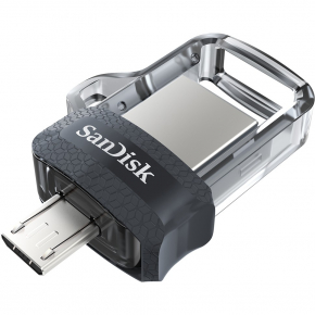 STICK SanDisk Ultra Dual m3.0 - 16 GB - USB Type-A / Micro-USB - 3.2 Gen 1 (3.1 Gen 1) - Dia - 5,2 g - Schwarz - Silber - Transparent