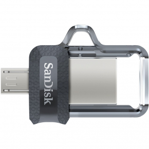 STICK SanDisk Ultra Dual m3.0 - 16 GB - USB Type-A / Micro-USB - 3.2 Gen 1 (3.1 Gen 1) - Dia - 5,2 g - Schwarz - Silber - Transparent