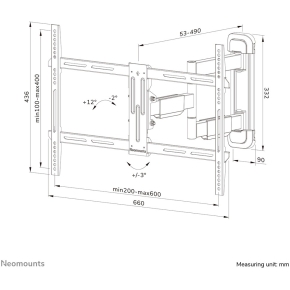 Neomounts WL40-550BL16 bewegliche Wandhalterung für 40-65 Bildschirme - Schwarz