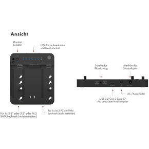 ICY BOX Dockingstation 6.4cm (2.5) & SATA & M.2 NVMe - USB 3.2