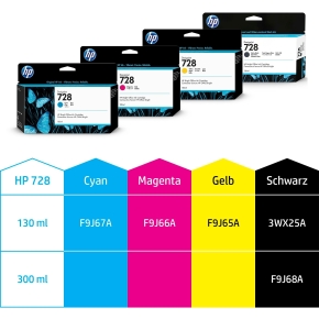 HP Tinte 728 F9J68A Schwarz Matt