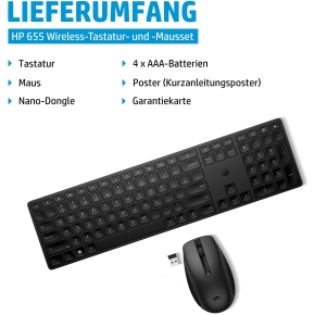 HP 655 Tastatur und Maus Set Combo Wireless black DE QWERTZ