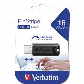 STICK 16GB USB 3.2 Verbatim StorenGo PinStripe Black