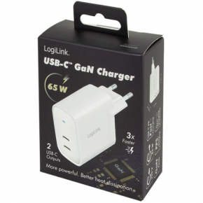 Charger LogiLink 2xUSB-C 65 W White