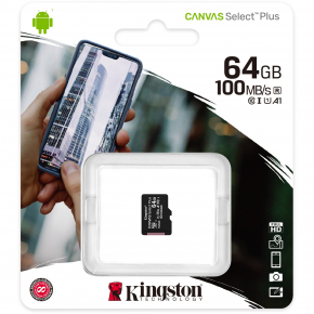 CARD 64GB Kingston Canvas Select Plus MicroSDXC 100MB/s