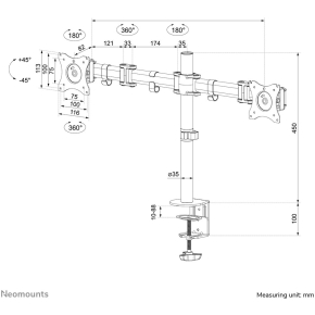 Neomounts Tischhalterung für 2 LCD-Display (10-27) vollbeweglich - Schwarz