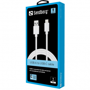 Sandberg USB-C > USB 3.0 (ST-ST) 1m Adapterkabel Weiß