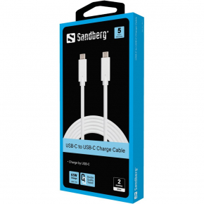 Sandberg USB-C (ST-ST) 2m Anschlusskabel Weiß