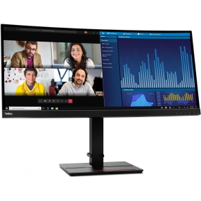 86,7cm/34 (3440x1440) Lenovo ThinkVision P34w-20 21:9 UWQHD IPS Curved 4ms 60Hz HDMI DP USB-C Speaker KVM Black