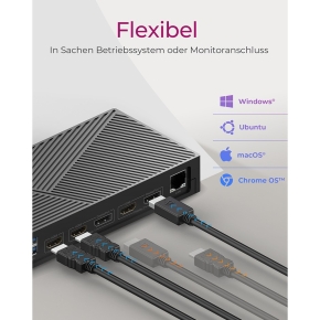 D Dockingtation 4xUSB-A/2xUSB-C/2xHDMI/DisplayPort ICY BOX Black