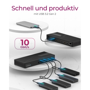 D Dockingtation 4xUSB-A/2xUSB-C/2xHDMI/DisplayPort ICY BOX Black