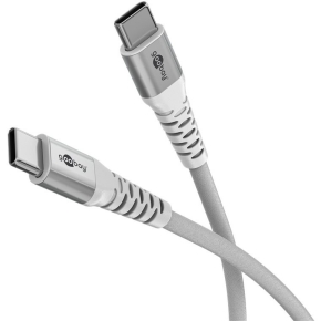 Goobay USB-C (ST-ST) 3m Anschlusskabel Textilmantel Weiß