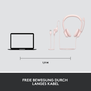 LOGITECH H390 Headset on-ear wired USB-A rose