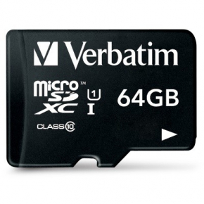 64GB Verbatim Premium MicroSDXC 90MB/s +Adapter