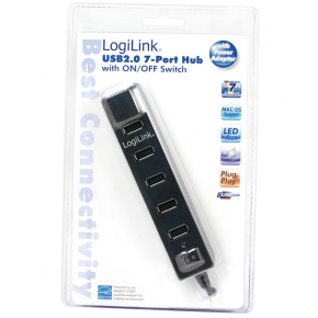 USB2.0 HUB 7Port LogiLink aktiv mit Netzteil+Schalter Black