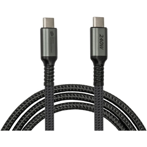 GoodConnections USB-C 2.0 (ST-ST) 1m Anschlusskabel Textilmantel 240W Anthrazit