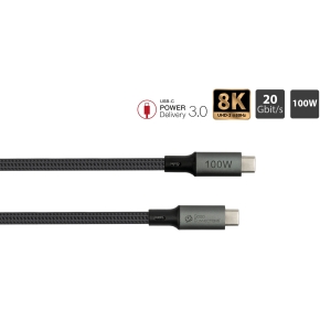 GoodConnections USB-C 4.0 (ST-ST) 0,5m Anschlusskabel Textilmantel 100W 8K 30Hz Anthrazit