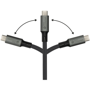 GoodConnections USB-C 4.0 (ST-ST) 0,5m Anschlusskabel Textilmantel 100W 8K 30Hz Anthrazit