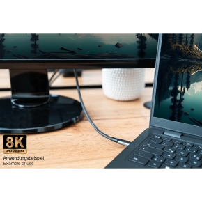 GoodConnections USB-C 4.0 (ST-ST) 0,5m Anschlusskabel Textilmantel 100W 8K 30Hz Anthrazit