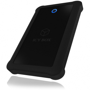 ICY BOX IB-233U3-B Externes Gehäuse für 2,5 SATAHDD/SSD mit USB 3.0 Anschluss und Silikon-Schutzhülle