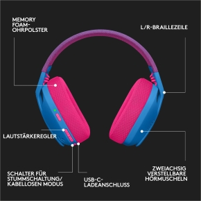LOGITECH Lightspeed G435 Headset full size Bluetooth / 2.4 GHz radio frequency wireless blue Discord Certified