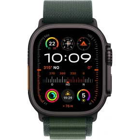 APPLE Watch Ultra 2 GPS + Cellular 49mm Black Titanium Case with Dark Green Alpine Loop - Medium