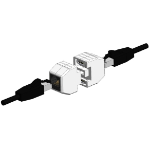 ALLNET TP-TP Kupplung CAT6A Buchse 1:1 8-pol. RJ45 magnetische Sicherungskupplung Abwurfbuchse PoE fähig bis zu 10GBit