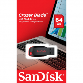 STICK 64GB USB 2.0 SanDisk Cruzer Blade black/red